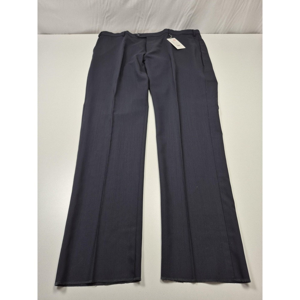 Hickey Freeman Pants Mens 44x36 Blue Wool Flat Front Unhemmed Umbria NWT